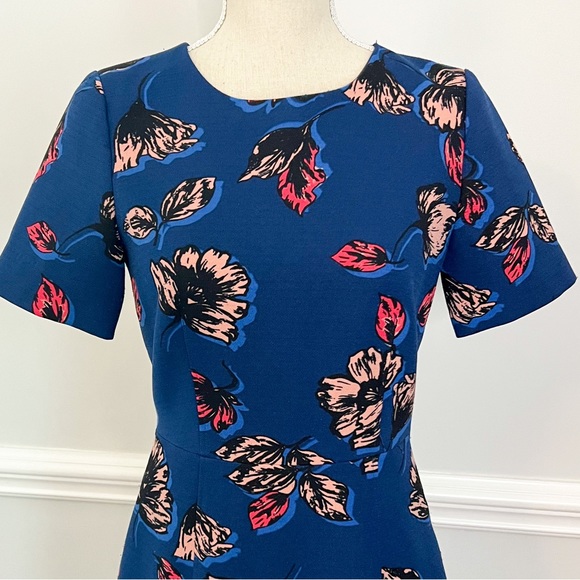 J. Crew Floral Sheath Dress Blue Size 2 - Picture 8 of 9